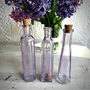 70s VINTAGE PURPLE Glass Bottles Party  Decor Wedding Birthday Shower$29 each